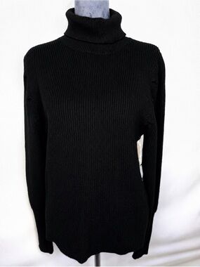 Cocobleu Ribbed Turtleneck  Sweater Black Size Large NWT